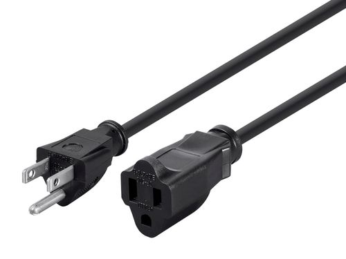 Extension Cord - NEMA 5-15P to NEMA 5-15R, 14AWG, 15A/1875W, 3-Prong, Black, 6ft