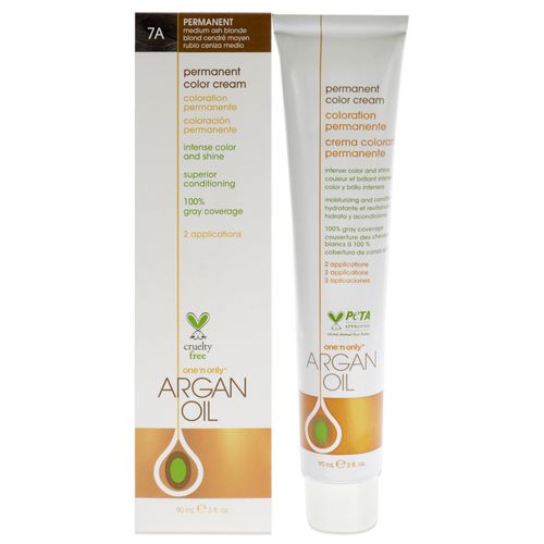 Argan Oil Permanent Color Cream - 7A Medium Ash Blonde by for Unisex - 3 oz Hair Color