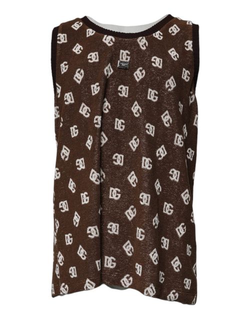 Logo-Monogram Cotton Tank Top — Brown