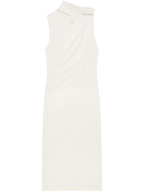 Draped-detail midi dress - Neutrals