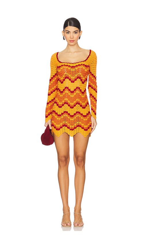 ESCVDO Sumac Mini Dress in Orange & Sunset - Orange. S also in