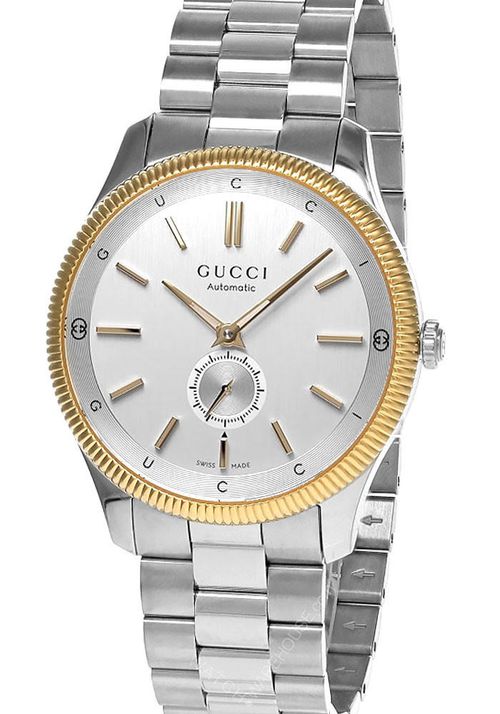 GUCCI G-Timeless AUTO 40MM SS Silver Dial Two-Tone Men's Watch YA126390