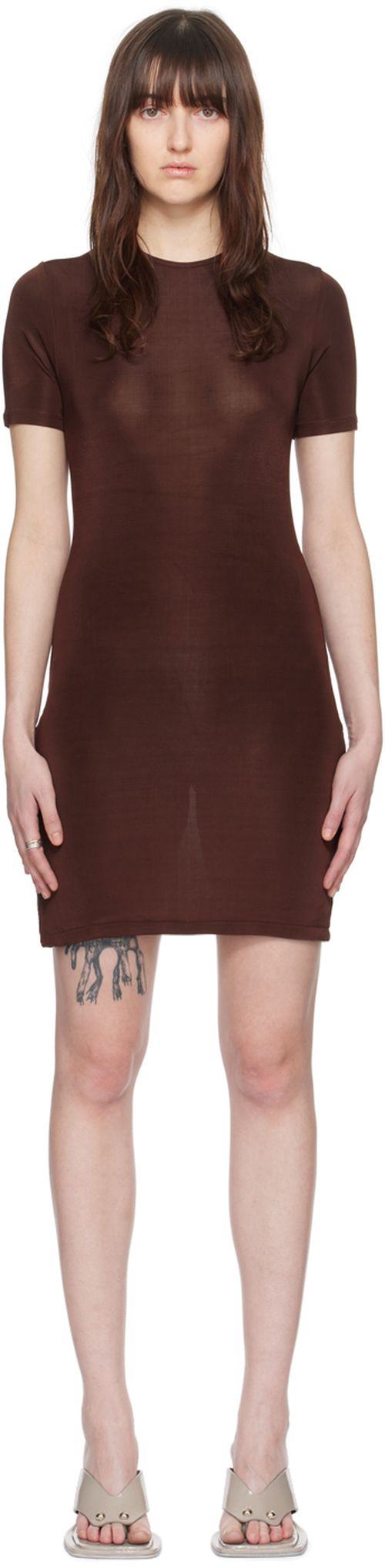 Louisa Ballou Brown O-Ring Minidress