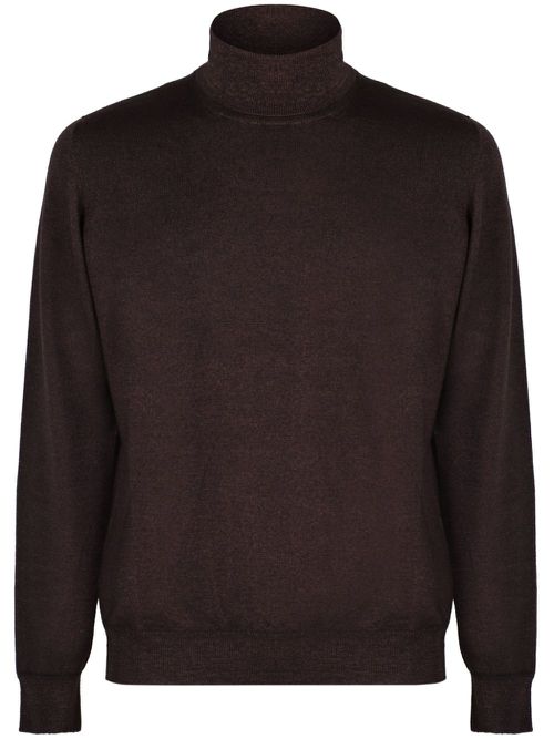 Roll-neck jumper - Brown