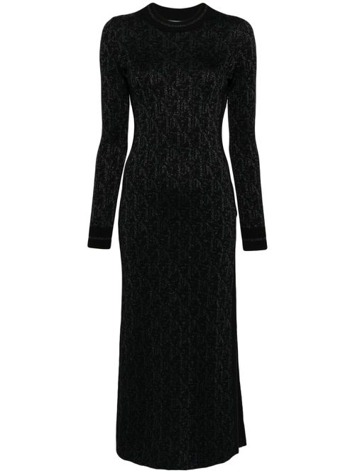 Monogram-jacquard dress - Black