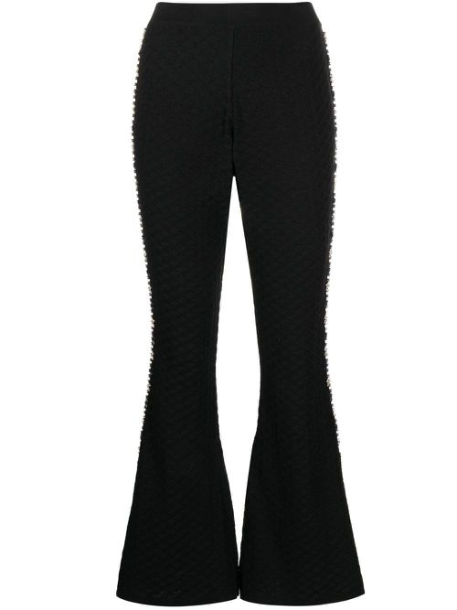 Knitted embellished flared trousers - Black