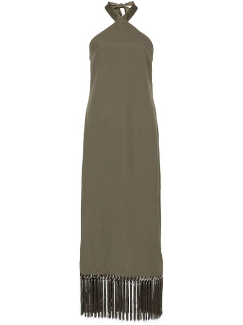 Fringed midi dress - Green