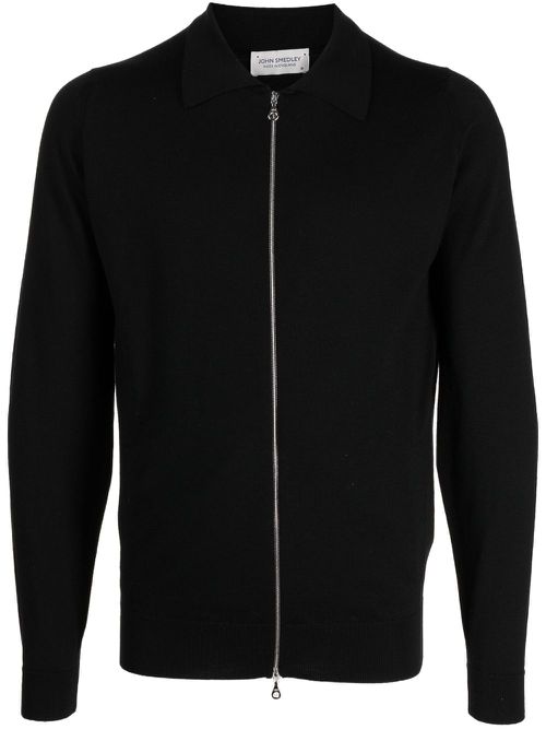 Baseball-collar zip-up jumper - Black