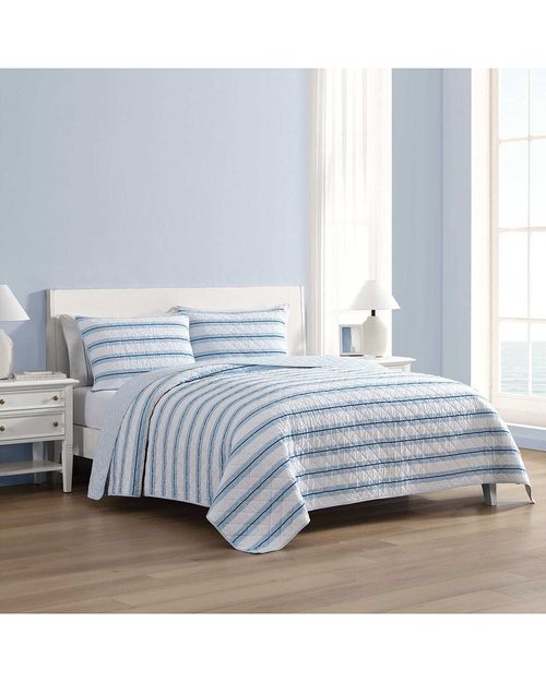 Tim Stripe Reversible Cotton Percale Quilt Set