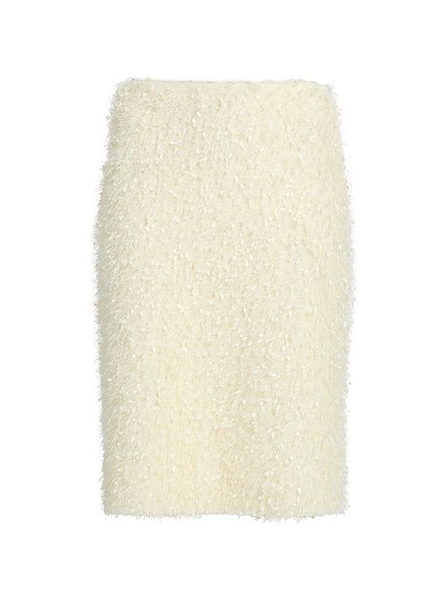 Women's Feathery Fringe Above-the-Knee Skirt - Light Cream