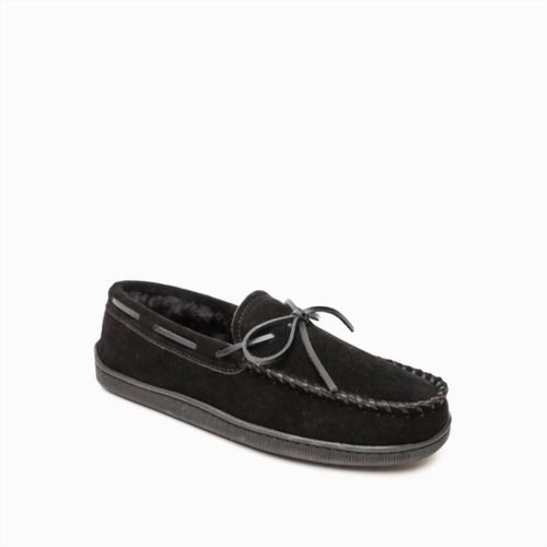 Men's Pile Lined Hardsole Moccasins In Black
