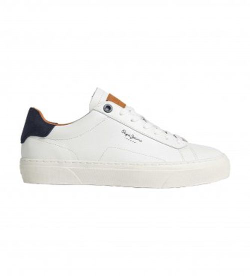 Pepe Jeans for man. PMS30930 Yogi Original leather trainers white (41), Flat, Laces, Casual