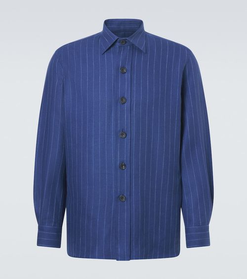 Striped linen and wool shirt