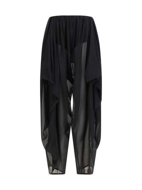 Voluminous Silk Trousers — Black