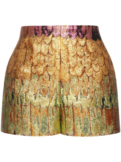 Golden Wings brocade shorts