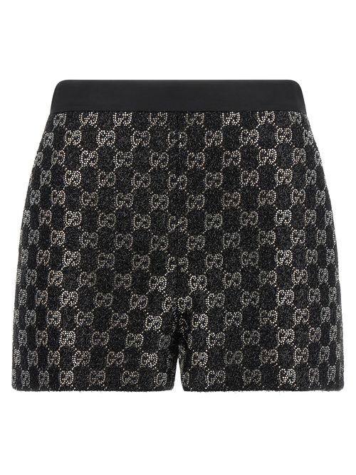 Crystal GG Lamé Tweed Bermuda Shorts — Black