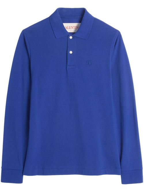 VLogo-embroidered polo shirt - Blue