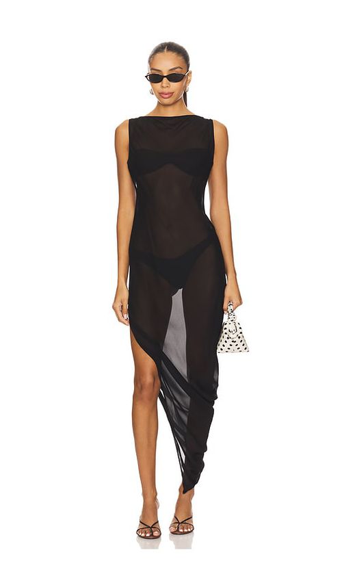 EAVES Via Asym Maxi Dress in Black - Black. L also in