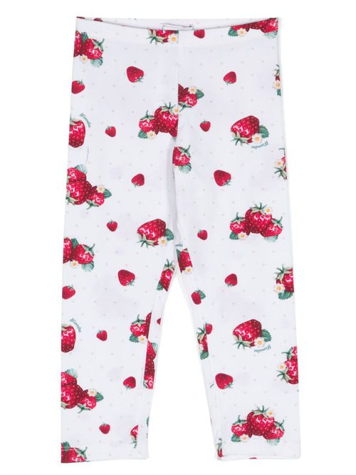 Fruit-print elasticated-waistband leggings - White