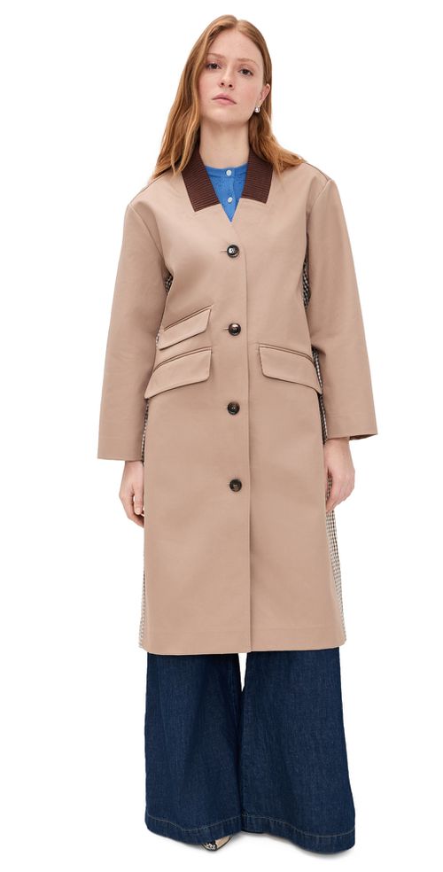 Dagny Check Coat Portabella Camel Check