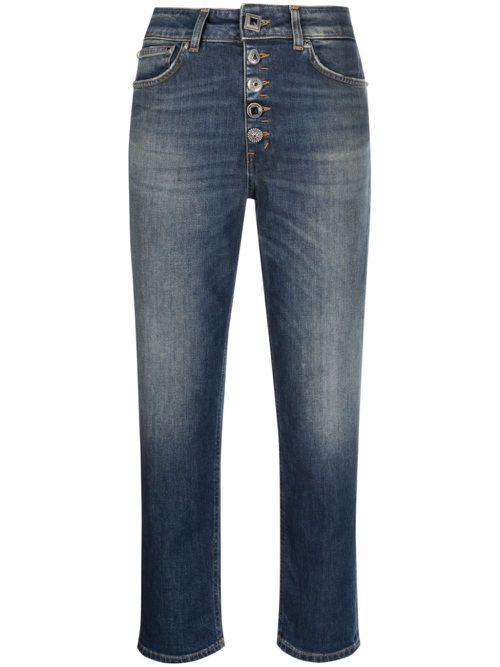 Button-fly cropped jeans - Blue