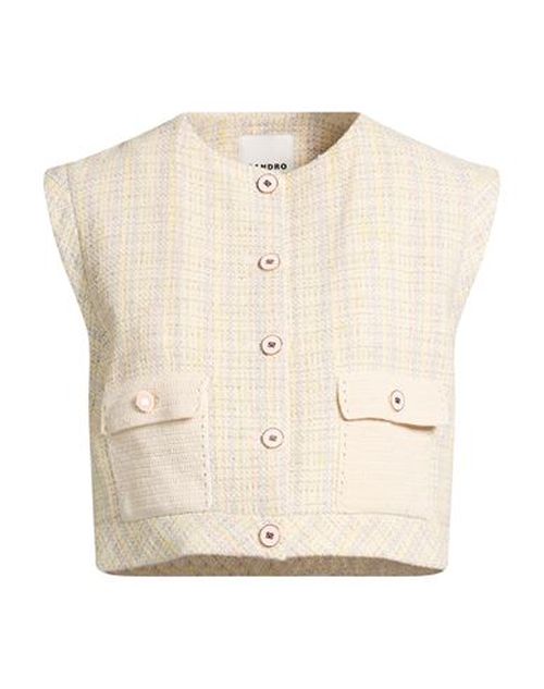 Woman Tailored Vest Pastel yellow Size 6 Cotton, Polyester, Viscose, Polyamide
