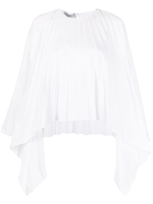 Valentino Garavani pleated bell-sleeves top - White