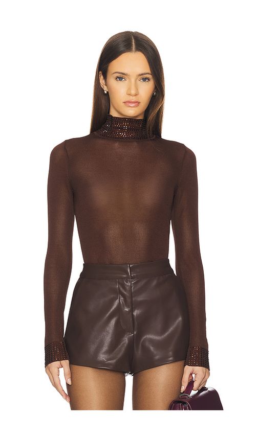 Retrofete Orly Embellished Top in Espresso. XL also in L, M
