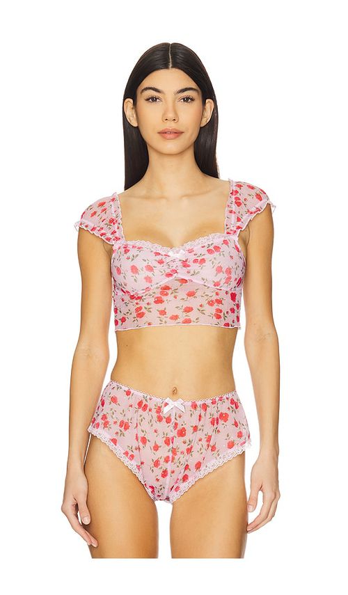 For Love & Lemons Lottie Sleep Top in Pink. -  S also in