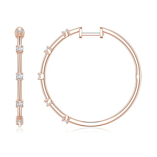 Angara 0.35 CTW Round Lab-Grown Diamond Five-Stone Station Hoop Earrings in 18K Rose Gold