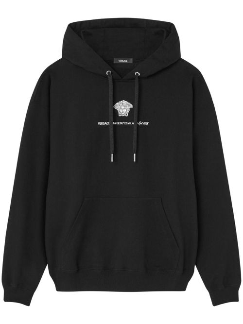 Medusa Milano-embroidery hoodie - Black