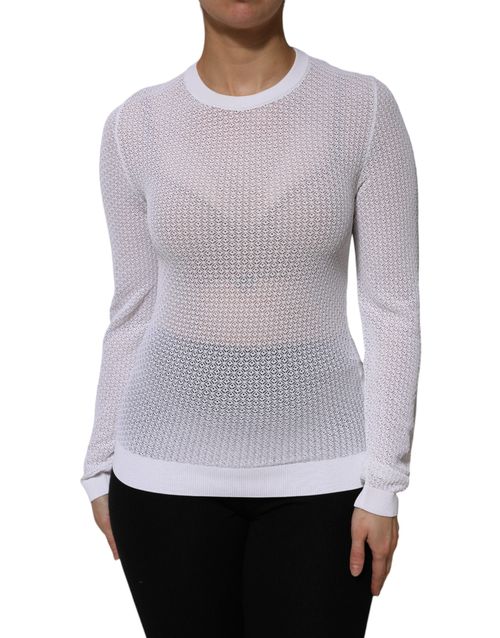 Textured Viscose Sweater — White