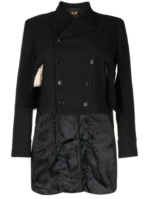 Ripped double-breasted blazer - Black