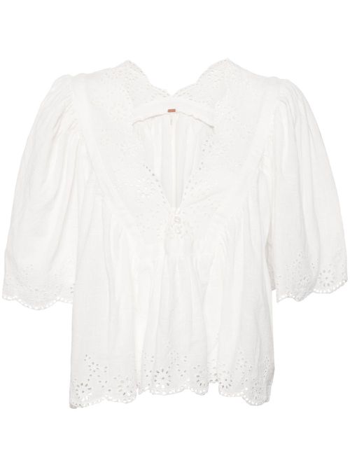 Costa eyelet top - White