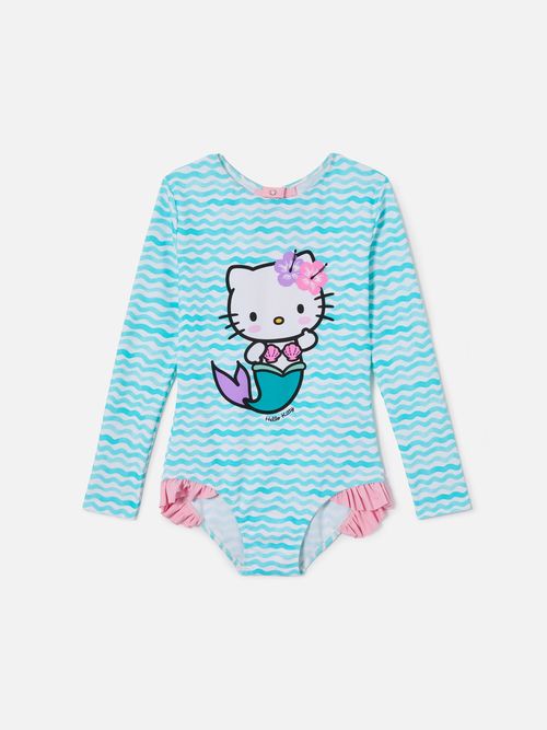 Cressy Long-Sleeve One-Piece Swimsuit With Hello Kitty Print Special Edition Green Wetsuit