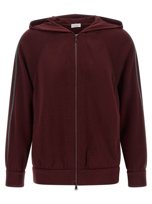 Maroon Solid Hood Sweatshirt