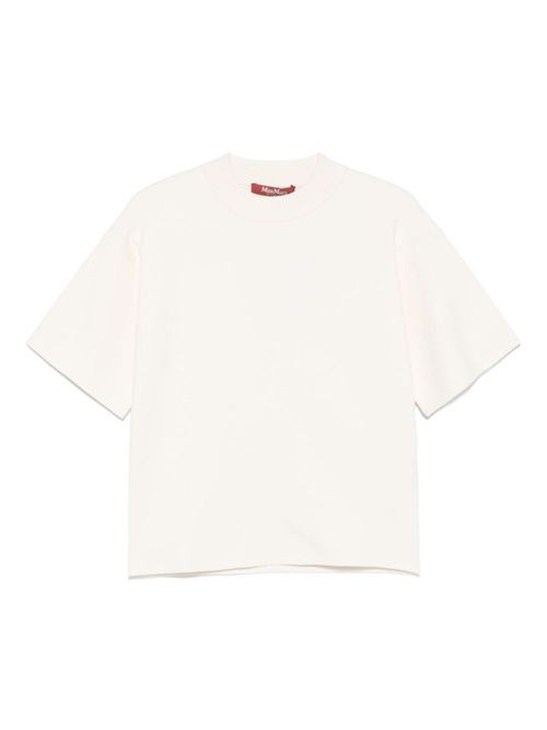 Beige Mockneck Solid T-Shirt