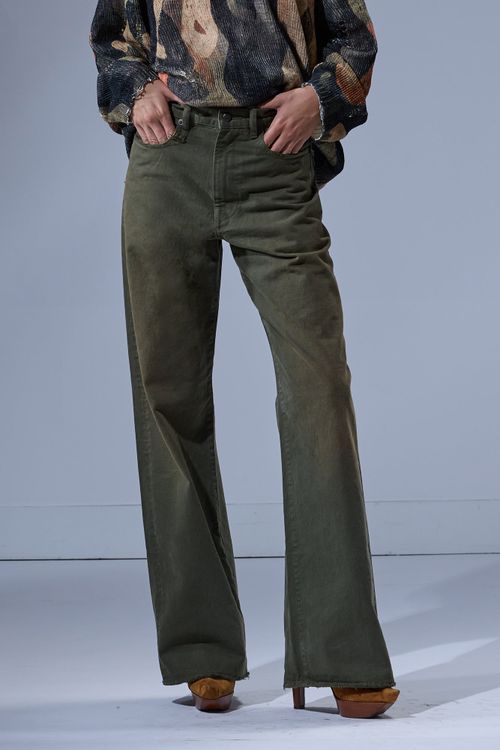 R13 D'arcy Loose Jean - Vintage Olive Selvedge Green