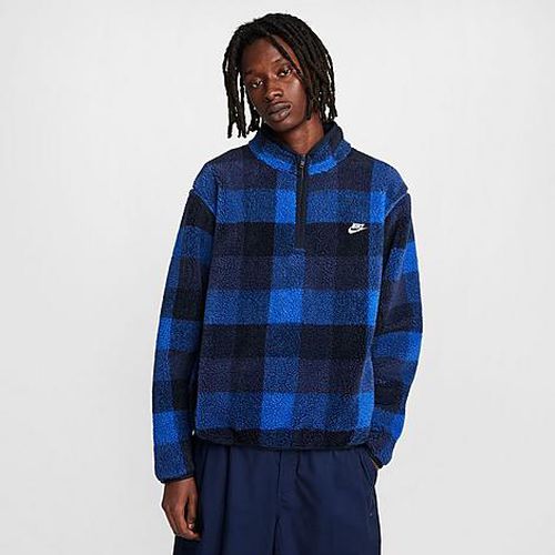 Men's Club Winterized Fleece Half-Zip Top in Dark Obsidian/Game Royal/Midnight Navy