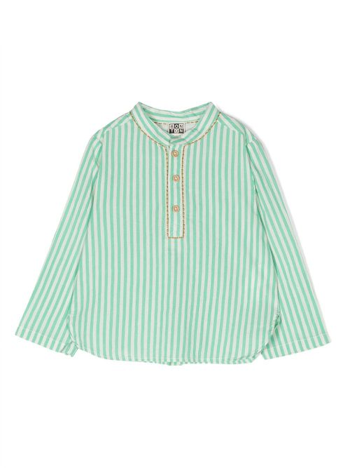 Stripe-pattern cotton shirt - Green