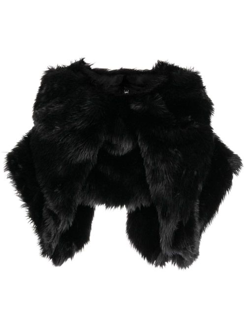 Faux-Fur Cropped Jacket — Black