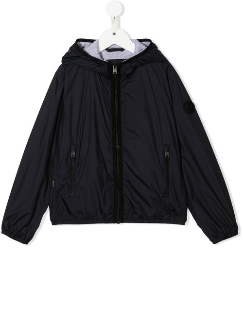 Hooded zip-up bomber jacket - Blue