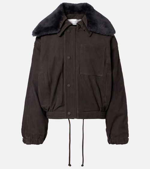 Shearling-trimmed suede blouson jacket