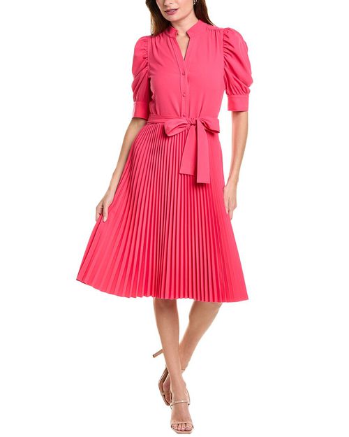 open lace back dress Pleated Midi Dress  Elie Tahari