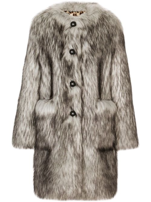 Wolf-effect faux fur coat - Brown