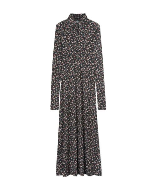 Floral-print maxi polo dress