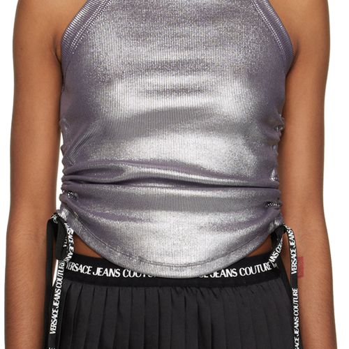 Versace | silver ribbed knit tank top | Realry