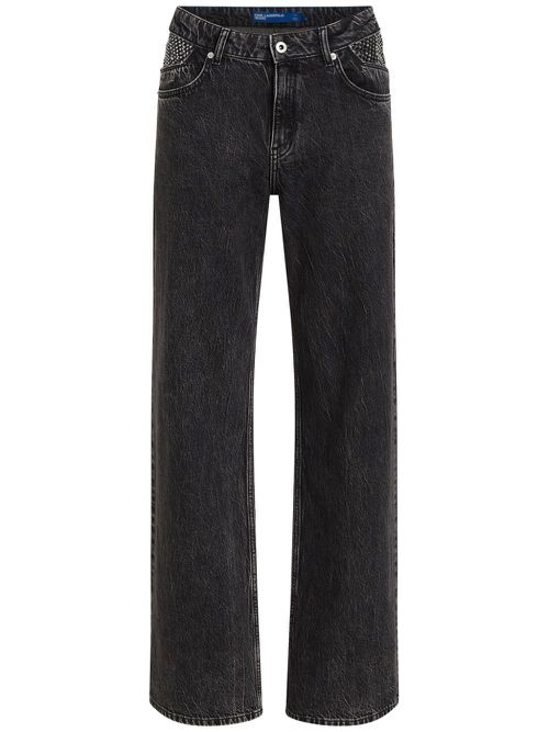 Chain-panel straight-leg jeans - Grey
