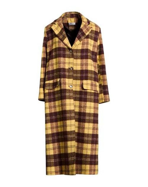 Woman Coat Yellow Size 12 Acrylic, Polyester, Wool