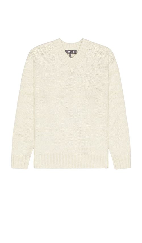 WAO Slub Yarn V-Neck Sweater in Ivory - Cream. M also in